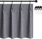 WdFour 24x30 Inch Pinch Pleated Blackout Cafe Curtains - Pack of 2, 100% Light Blocking Back Tab Drapes for Half Windows, Kitchen & Bathroom Short Curtains in Dark Gray