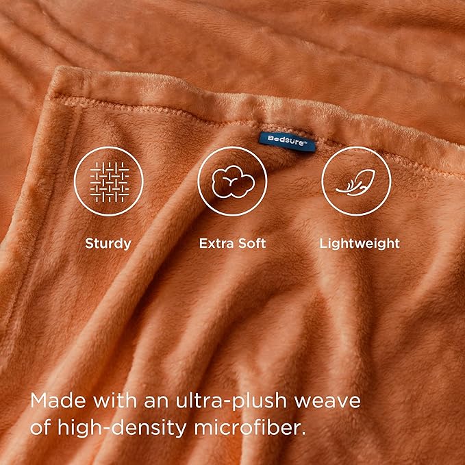 Bedsure GentleSoft Burnt Orange Fleece Blanket King Size - 280GSM Soft Lightweight Plush Cozy Blankets for Bed, Sofa, Couch, Travel, Camping