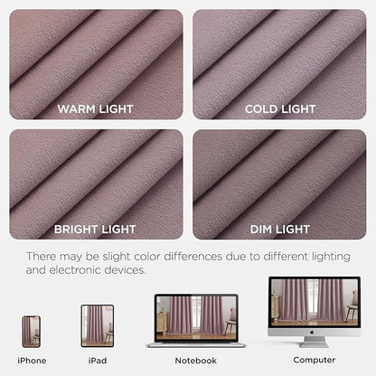 Joydeco Rose Pink 100% Blackout Curtains 102 Inch 2 Panels, Luxury Thermal Pink Velvet Curtains for Bedroom Living Room, Soundproof Blackout Window Drapes, Rod Pocket & Back Tab (52W x 102L)