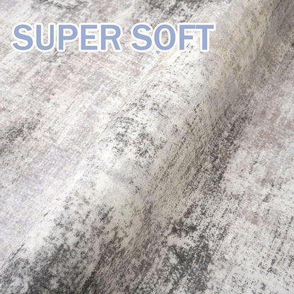 IOHOUZE Abstract Area Rugs 5x7 Ft Washable Rugs for Living Room, Non Slip Dining Room Rug, Printed Faux Wool Rugs for Bedroom, Floor Carpet for Kitchen Nursery Playroom, Grey Beige