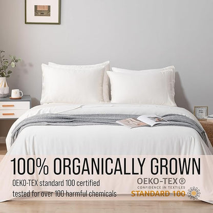 Bella Coterie 6 Piece Luxury Bamboo Viscose Split Top King Size Sheet Set | 34" Split for Adjustable Beds | 100% Organically Grown| Cooling | 18” Deep Pocket | 4 Pillowcases [Ivory]