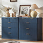 LEYAOYAO Fluted 5 Drawers Dresser for Bedroom Set of 2, 34" Tall Modern Chest of Drawers with Metal Handle, Curved Profile Design,Navy Blue Wood Drawer Organizer for Bedroom, Living Room, Hallway
