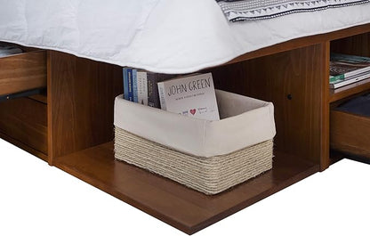 memomad Bali Storage Platform Bed with Drawers (King Size, Caramel Brown Wood)