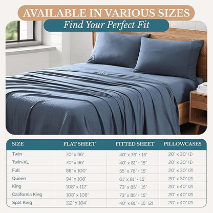 Casa Platino Bedding Sheets & Pillowcases, 3 Piece Set, Pre-Washed Fade Resisitant Cozy Bedding Sets Twin XL - 100% Hydro-Brushed Microfiber - Twin XL Sheet fits up to 15 inch Mattress- Estate Blue
