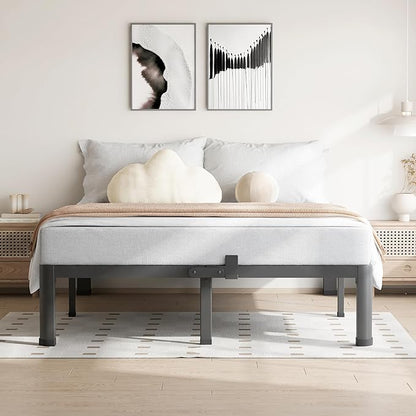 10 Inch King Size Bed Frame, 3500Lbs Heavy Duty Metal Platform with Round Corner Legs Mattress Slide Stopper, Steel Slat Support No Box Spring Needed, Noise Free, Non-Slip, Easy Assembly