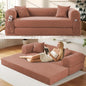 Convertible Futon Sofa Bed,80" Folding Pull Out Couch Bed with Storage,Queen Sleeper Sofa Bed,Compressed Couch in a Box,Corduroy Boneless Couches for Living Room,Pink