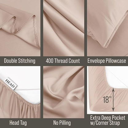 Bella Coterie Luxury Bamboo Viscose Full Size Sheet Set | 100% Organically Grown | Ultra Soft | Cooling for Hot Sleepers | 18" Deep Pocket [Dusty Rose]