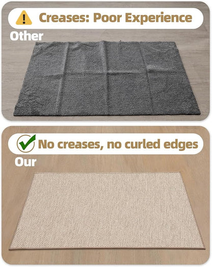 Color&Geometry Ultra-Thin Indoor Door Mat, 26"x47" Low-Profile Non-Slip Entryway Rug with Modern Geometric Texture, Washable Doormat for Indoor Entrance, Front Door, Khaki (Rolled-up NO Creases)