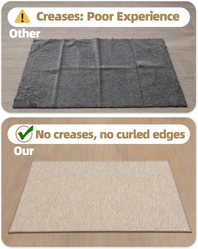 Color&Geometry Ultra-Thin Indoor Door Mat, 22.6"x31.5" Low-Profile Non-Slip Entryway Rug with Modern Geometric Texture, Washable Doormat for Entrance, Front Doors, Khaki (Rolled-up NO Creases)