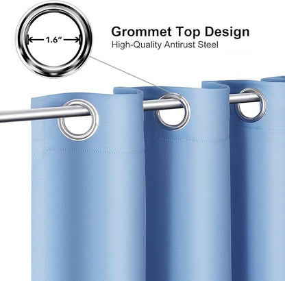 ChrisDowa Room Darkening Curtains 108 Inches Long 2 Panels Set for Living Room, Grommet Thermal Insulated Blackout Curtains for Bedroom (Sky Blue, 52 x 108 Inch)