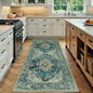 Area Rugs 3'x8' Washable Non-Slip, Floral Vintage Distress Print Pattern Medallion Carpet for Living Room Bedroom Dining Room, Dark Blue Vintage