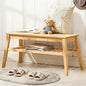 Nnewvante Bamboo Entryway Bench, 33.46" Indoor Storage Bench, Small Wood Benches for Living Room, Bedroom, Dining Room, Hallway, Outdoor Wooden Bench, Holds up to 300lbs