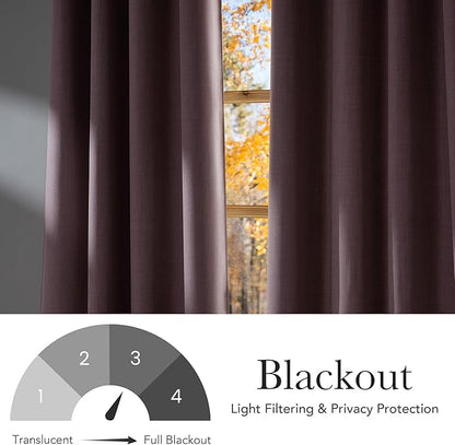 NICETOWN Faux Linen Pink Blackout Curtains 84 inches Long for Living Room - Privacy Panels for Bedroom, Modern Farmhouse Style Easy Care Grommet Top, 2 Panels, W52 by L84