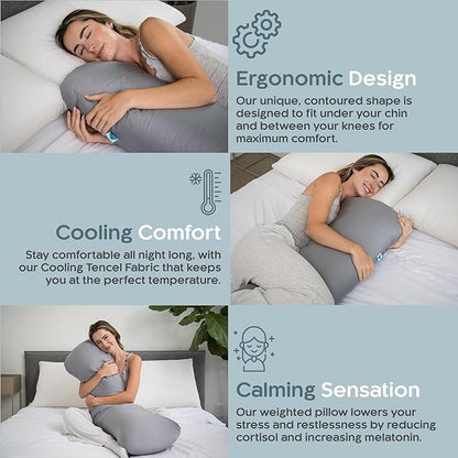 Weighted Body Pillow 8lbs - Weighted Pillow for Deeper Sleep (48" x 14") - Cooling Body Pillows for Adults, Full Body Pillow for Sleeping, Side Sleeper Body Pillows with Cover (X-Large)