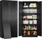 SISESOL Black Storage Cabinet,71" Tall Pantry Cabinet,Kitchen Pantry Storage Cabinets with 2 Doors and 6 Shelves,Wide Deep Metal Food Cupboard for Home,Kitchen,Dining/Living Room