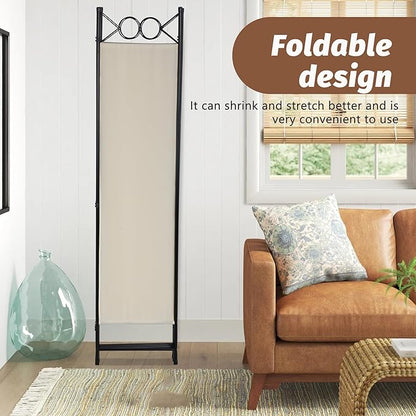 FDW 4 Panel Room Divider and Folding Portable Partition Screen, 6FT Wall Divider Screen for Dorm Bedroom Office, Cream