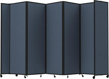 Versare Room Divider 360 Portable Wall Partition | Folding Panels | Large Freestanding Divider | Locking Wheels | Temporary Room Separator | 14' x 7'6'', Ocean