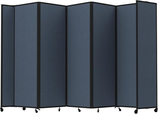 Versare Room Divider 360 Portable Wall Partition | Folding Panels | Large Freestanding Divider | Locking Wheels | Temporary Room Separator | 14' x 7'6'', Ocean