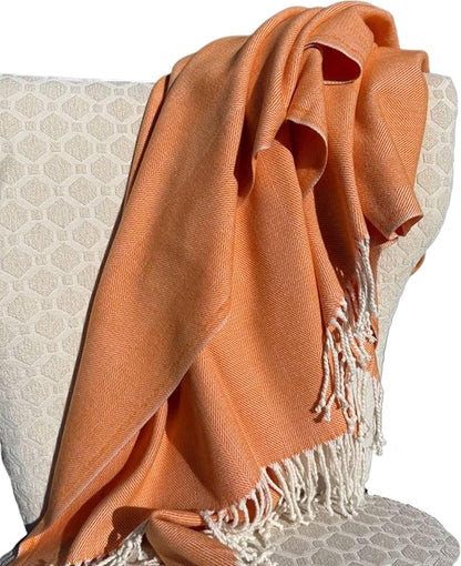 Alashan Cotton Acrylic Adirondack Herringbone Woven Throw (Orange Peel)