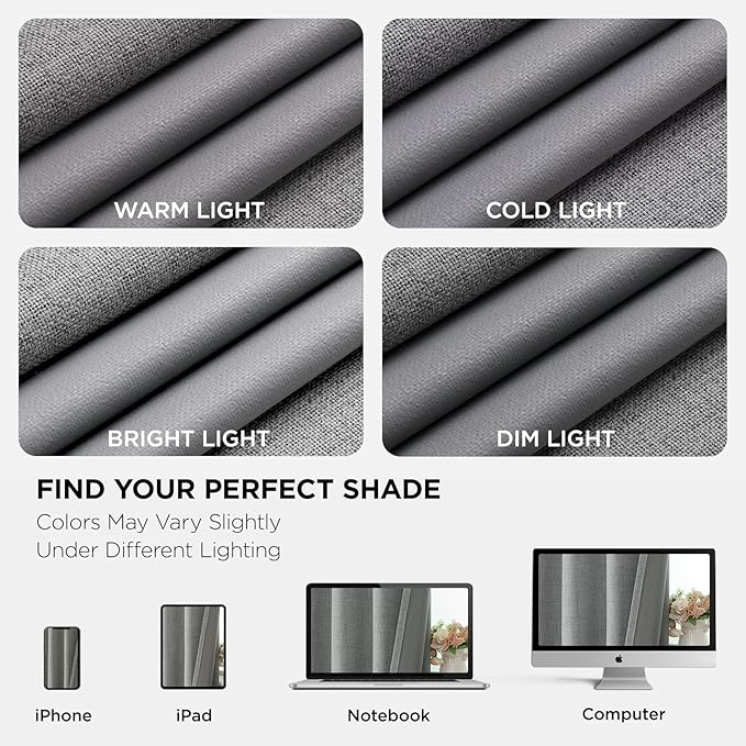 Joydeco Light Grey Blackout Curtains 90 Inches Long, Curtains 90 Inch Length 1 Panel for Bedroom, Thermal Insulated Linen Black Out Curtains with Grommets(100x90, Light Grey)