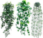 Artificial Hanging Plants for Shelf, 3-Pack Fake Potted Greenery Faux Mandala Monstera and Eucalyptus Vines in Black Pot, Décor for Office Living Room Bathroom Indoor Outdoor
