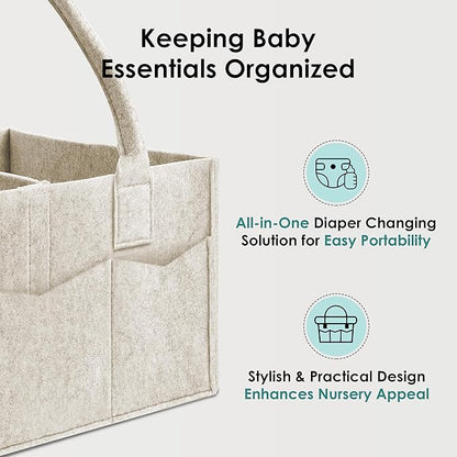 HIPHOP PANDA 2-Pack Diaper Caddy Organizer - Nursery Storage Bin & Car Organizer for Diapers, Wipes, and Baby Essentials - Dual-Color Solid Set (Green/Oatmeal), Regular Size