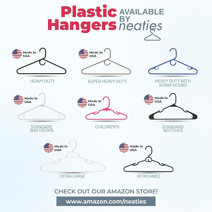 Neaties Heavy Duty Clothes Hangers 18 Pack – Made in The USA – 8lb Capacity Plastic Hangers for Adult Clothing – Durable for Pants, Coats, Jackets, or Jeans – Mint