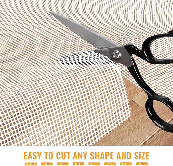 Silicone Non-Slip Rug Pad, Anti Skid Thin Area Rug Pad Gripper, Under Carpet Rug Mats for Hardwood Surface Floors, Keep Rugs in Place-6x9 Ft