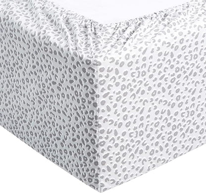 Amazon Basics Lightweight Super Soft Easy Care Microfiber 4 Piece Bed Sheet Set With 14-inch Deep Pockets - Queen, Gray Cheetah,Printed