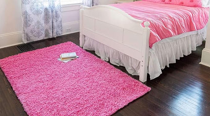 Unique Loom Solid Shag Collection Area Rug (3' 3" x 5' 3" Rectangle, Taffy Pink)