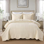 MarCielo 100% Cotton Quilt Set Lightweight Bedspread with Scalloped Edge, Farmhouse Vintage Bedding, All Season Use(Tu Beige,Queen (98"x102"))