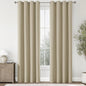 ChrisDowa 100% Blackout Tan Solid Curtains 84 Inches Long 2 Panels for Bedroom Living Room,Farmhouse Room Darkening Thermal Insulated Soundproof Grommet Top Window Treatment Drapes,52x84