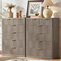 LEYAOYAO Fluted 6 Drawers Dresser for Bedroom Set of 2, 42" Tall Modern Chest of Drawers with Metal Handle, Curved Profile Design,Grey Wood Drawer Organizer for Bedroom, Living Room, Hallway