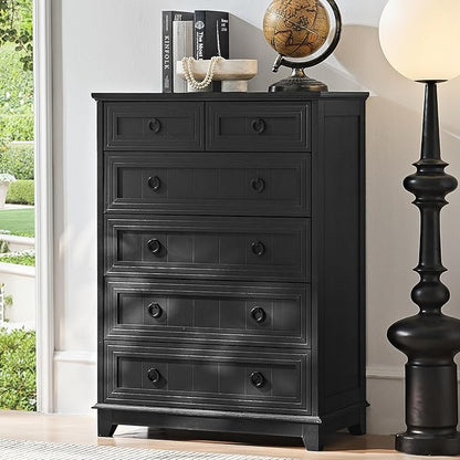 Bedroom Dresser and Nightstand Sets 4 Piece, Farmhouse 6 Drawers Dresser & 40.5" Tall Chest of Drawers,18" Nightstands with Charging Station,54" Wide Furniture Dressers for Bedroom,Living Room