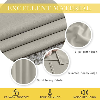 NICETOWN Blackout Curtains 72 inches Long, Grommet Privacy Window Treatment Thermal Insulated Room Darkening Sliding Glass Door Drape for Bedroom Living Room, 1 Panel, W100 x L72, Natural