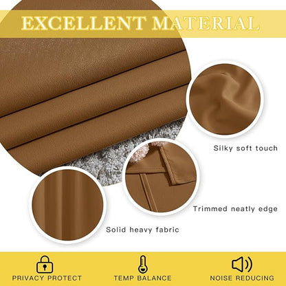NICETOWN Sliding Door Curtains 84 inches Long, Grommet Blackout Thermal Patio Door Curtain Room Divider Darkening Sound Reducing for Room Divider (1 Panel, Gold Brown, W80 x L84)