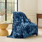 Cozy Bliss Faux Fur Throw Blanket for Couch, Cozy Warm Plush Striped Blanket for Sofa Bedroom Living Room, 50 * 60 Inches Tie-dye Blue