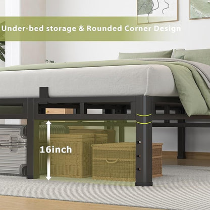 NKZ King Size Bed Frame 20 Inch, Metal Bed Frame & Box Spring 2 in 1 Platform with Round Corner Legs, 4000lbs Weight Capacity Reinforced Metal Frame, Headboard Hole, Noise-Free, Easy Assembly