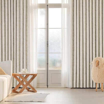 Beauoop Beige Floral Jacquard Blackout Curtains 63 Inches Long 2 Panels for Bedroom Living Room Taupe Flower Chenille Room Darkening Thermal Insulated Soundproof Grommet Window Treatments Drapes 52x63