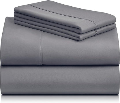 LuxClub 3 PC Twin XL Sheet Set, Deep Pockets Wrinkle Free Cooling Bed Sheets Hotel Bedding for Women, Men, Kids & Teens, Includes 1 Fitted Sheet, 1 Flat Sheet and 1 Pillowcase-Silky Soft Light Grey