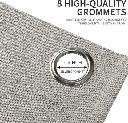 Joydeco Greyish White Blackout Curtains 120 Inches Long, Extra Long Curtains 120 Inch Length 1 Panel for Bedroom, Thermal Insulated Linen Black Out Curtains with Grommets(100x120, Greyish White)