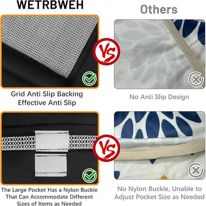 WETRBWEH Non-slip Couch Organizer Armchair Caddy, Oxford TV Remote Control Holder Bedside Caddy with 5 Pockets for Key Glasses Phone Magazine Holders.