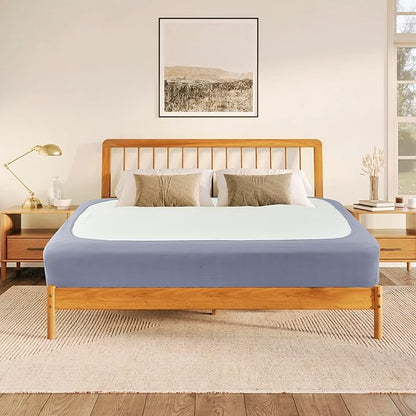 Biscaynebay Decorative Box Spring Cover Twin & Twin XL Size, Silver Grey Luxurious Jersey Knitting Stretchy Wrap Around 4 Sides Bed Skirt for Home/Hotels, Easy Fit Wrinkle & Fade Free Machine Washable