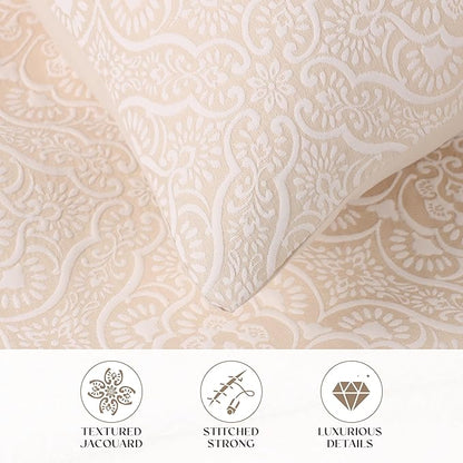 Superior 3 Piece Bedspread Set, Home Bed Decor, Decorative Bed Spread, 2 Pillow Shams, Medium Weight Blanket, Floral Matelasse Coverlet, Bedding Essentials, Enzy Collection, Full, Ivory