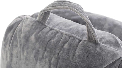 Husband Pillow Medium Dark Grey, Backrest for Kids, Teens, Petite Adults - Reading Pillows with Arms, Adjustable Loft, Plush Memory Foam, Bed Rest Chair Sitting Up, Detach Neck Roll, Removable Cover