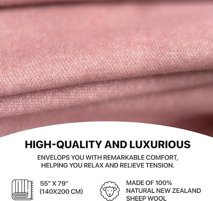| Wool Blanket/Throw | 100% New Zealand Wool | Perfect for Home and Outdoors | Virgin Wool Throw with Fringes 55"x79"(140 x 200 cm)