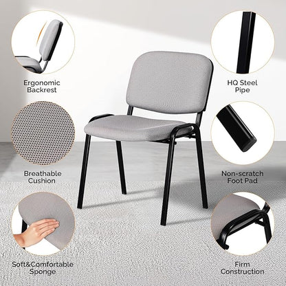 VINGLI Waiting Room Stacking Chairs, 10-Pack Mesh Church Conference Stackable Chair Set, for Office Guest & Reception Meeting Rooms, Lobby, Simple&Space-Saving, Mesh-Grey