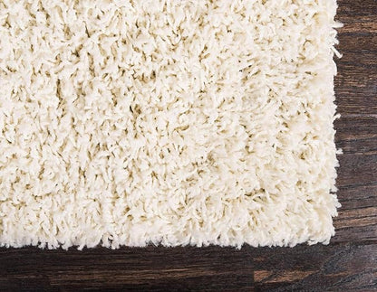 Unique Loom Solid Shag Collection Area Rug (2' 6" x 16' 5" Runner, Pure Ivory)