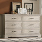 Farmhouse 6 Drawers Dresser for Bedroom, 54" Wide Modern Chest of Drawers with Deep Drawers & Bar Handles, Rustic Wood Dresser TV Stand, Wooden Closet Storage Organizer for Living Room, Hallway, Grey