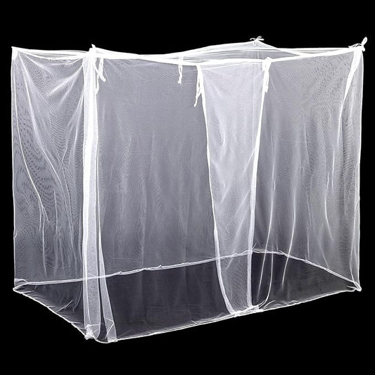 4 Corners Mosquito Net for Mosquiteros para Camas Bed Canopies Netting Bed Drapes Rectangular Mosquito Mesh for Camping Home Outdoor Travel(White,L75 X W35.5 X H59 Inch,1 Opening)